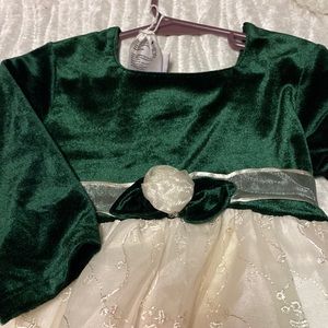 Green and cream dress